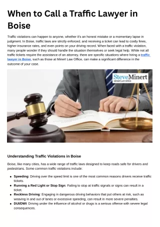 When to Call a Traffic Lawyer in Boise