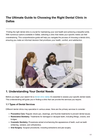 The Ultimate Guide to Choosing the Right Dental Clinic in Dallas