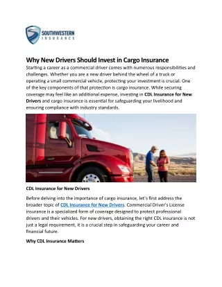 Why New Drivers Should Invest in Cargo Insurance