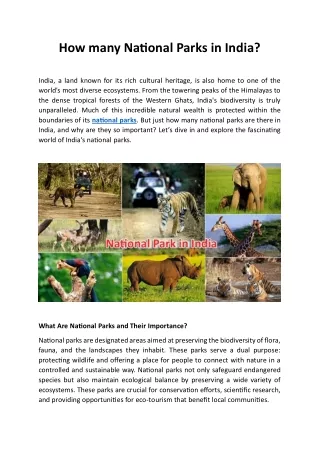 How many National Parks in India?