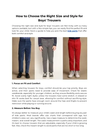 How to Choose the Right Size and Style for Boys' Trousers