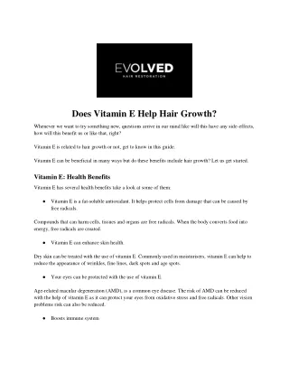 Does Vitamin E Help Hair Growth