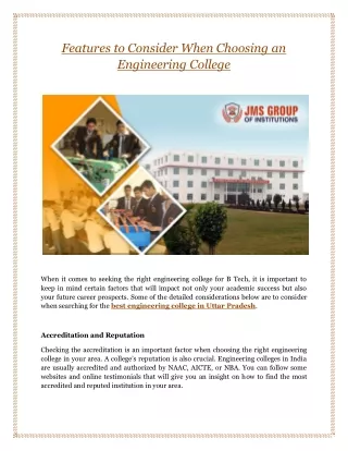 Features to Consider When Choosing an Engineering College