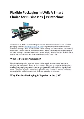flexible packaging in uae a smart choice