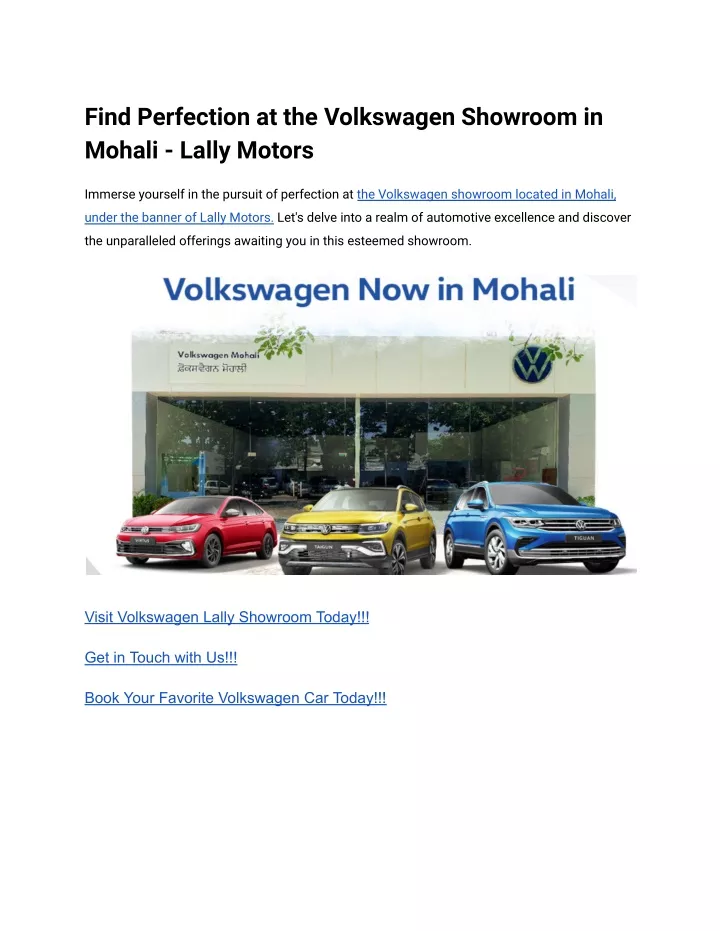 find perfection at the volkswagen showroom