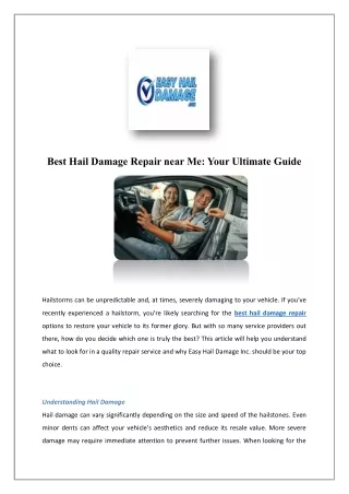 Hail Dent Repair Frisco | Easy Dent Removal