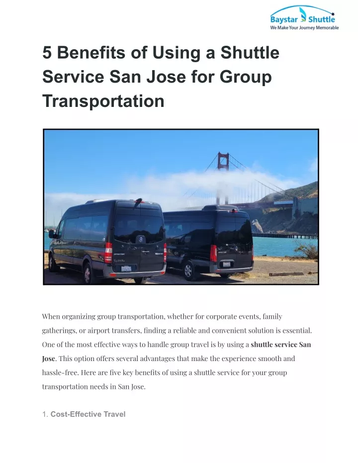 5 benefits of using a shuttle service san jose