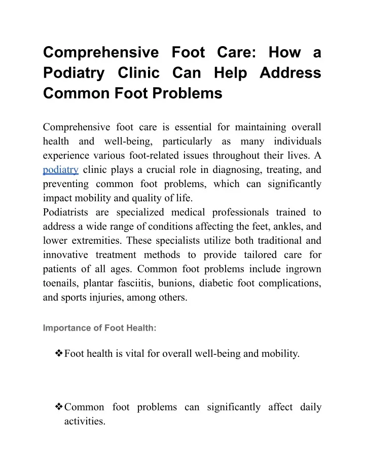 comprehensive foot care how a podiatry clinic