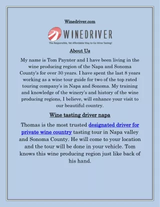 Wine driver napa