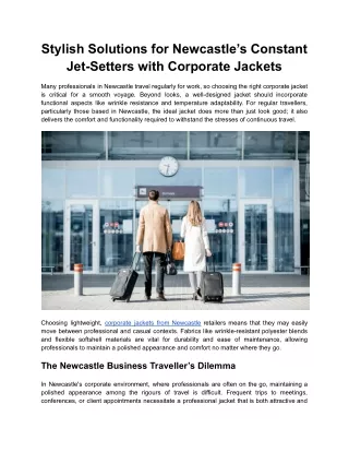 Stylish Solutions for Newcastle’s Constant Jet-Setters with Corporate Jackets