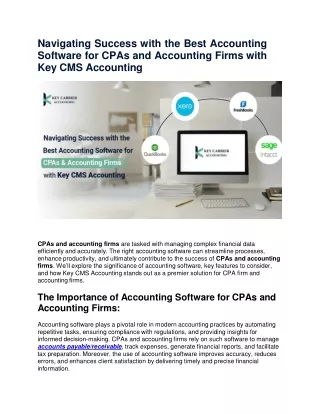 Navigating Success with the Best Accounting Software for CPAs and Accounting Firms with Key CMS Accounting