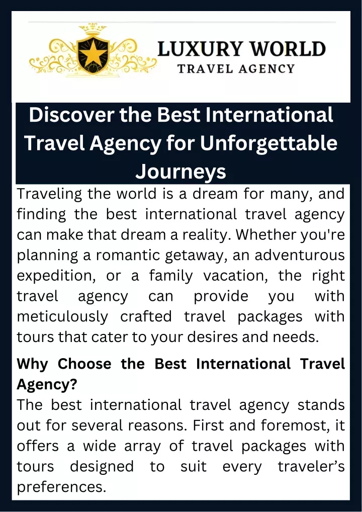 discover the best international travel agency