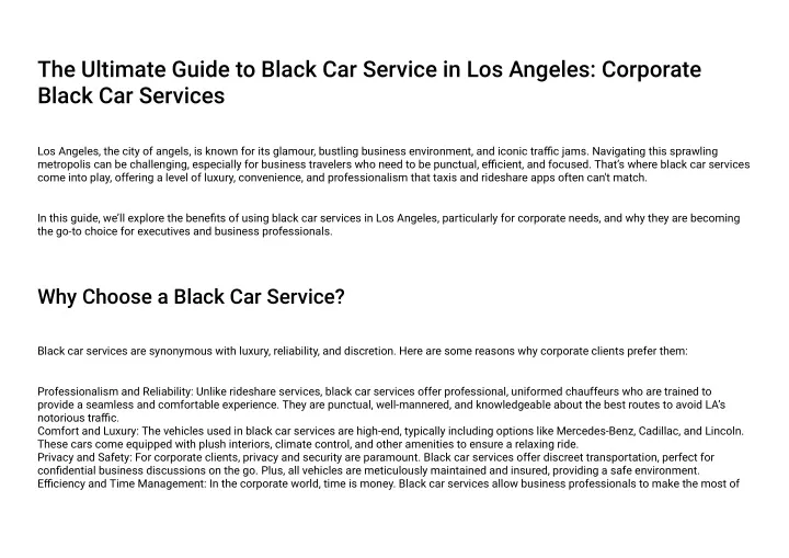 the ultimate guide to black car service