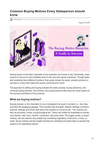 Understanding Buying Motives: A Guide for Sales Professionals