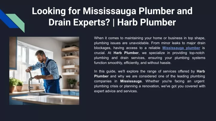 looking for mississauga plumber and drain experts