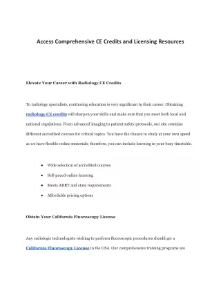 Access Comprehensive CE Credits and Licensing Resources