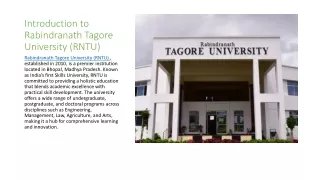 introduction to rabindranath tagore university rntu