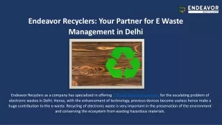 Endeavor Recyclers Your Partner for E Waste Management in Delhi