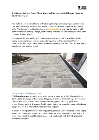 The Ultimate Guide to Cobble Edging Stones