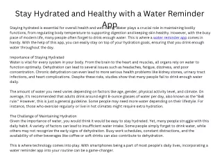 Stay Hydrated and Healthy with a Water Reminder App