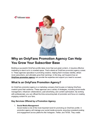 Why an OnlyFans Promotion Agency Can Help You Grow Your Subscriber Base