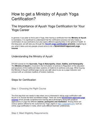 How to get a Ministry of Ayush Yoga Certificate