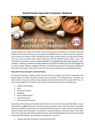 Genital Herpes Ayurvedic Treatment, Medicine