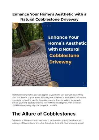 Enhance Your Home’s Aesthetic with a Natural Cobblestone Driveway