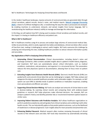nlp in healthcare technologies for analyzing