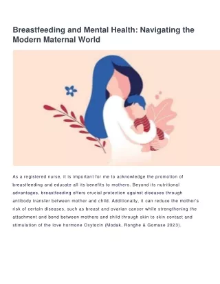 Breastfeeding and Mental Health: Navigating the Modern Maternal World