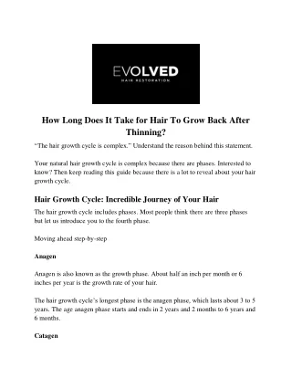 How Long Does It Take for Hair To Grow Back After Thinning_