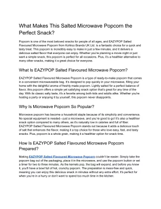 What Makes This Salted Microwave Popcorn the Perfect Snack