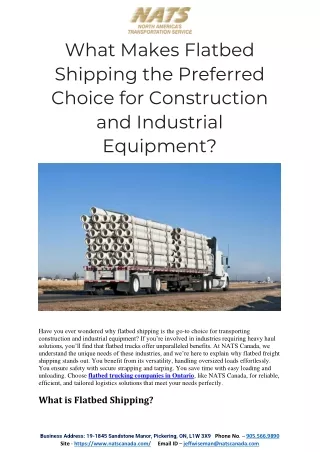 What Makes Flatbed Shipping the Preferred Choice for Construction and Industrial Equipment