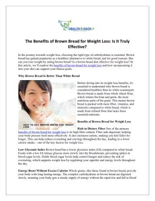 Discover Brown Bread's Benefits for Weight Loss with Health Coach JP