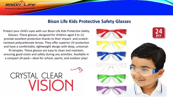 bison life kids protective safety glasses