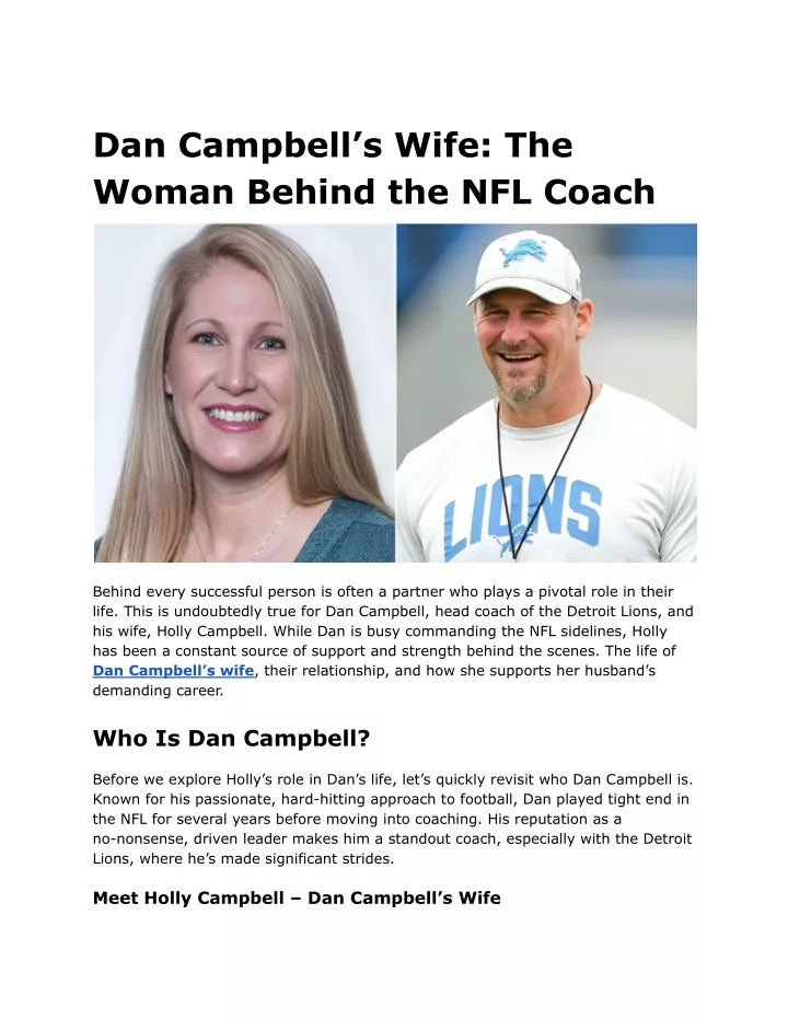 dan campbell s wife the woman behind the nfl coach