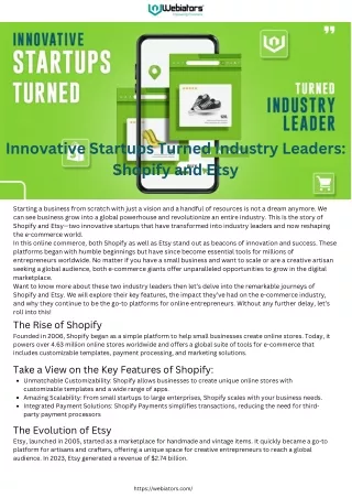 Innovative Startups Turned Industry Leaders: Shopify and Etsy