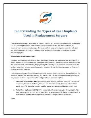 Understanding the Types of Knee Implants Used in Replacement Surgery