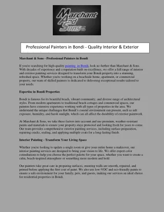 Professional Painters in Bondi - Quality Interior & Exterior Painting Services