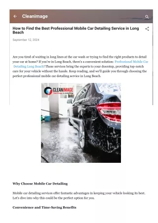 How to Find the Best Professional Mobile Car Detailing Service in Long Beach