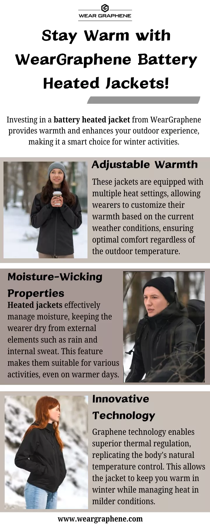 stay warm with weargraphene battery heated jackets