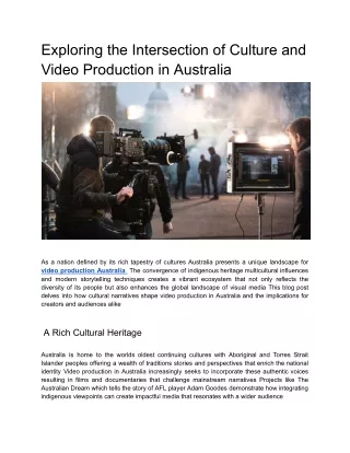 Exploring the Intersection of Culture and Video Production in Australia