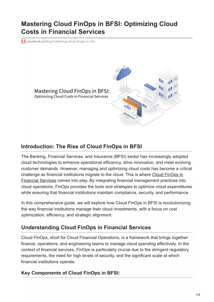 mastering cloud finops in bfsi optimizing cloud