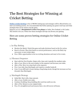 The Best Strategies for Winning at Cricket Betting