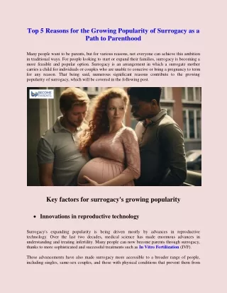 Top 5 Reasons for the Growing Popularity of Surrogacy as a Path to Parenthood