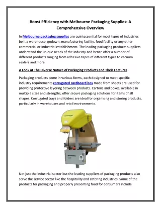 Boost Efficiency with Melbourne Packaging Supplies A Comprehensive Overview