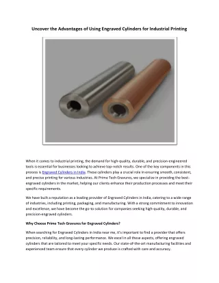 Uncover the Advantages of Using Engraved Cylinders for Industrial Printing