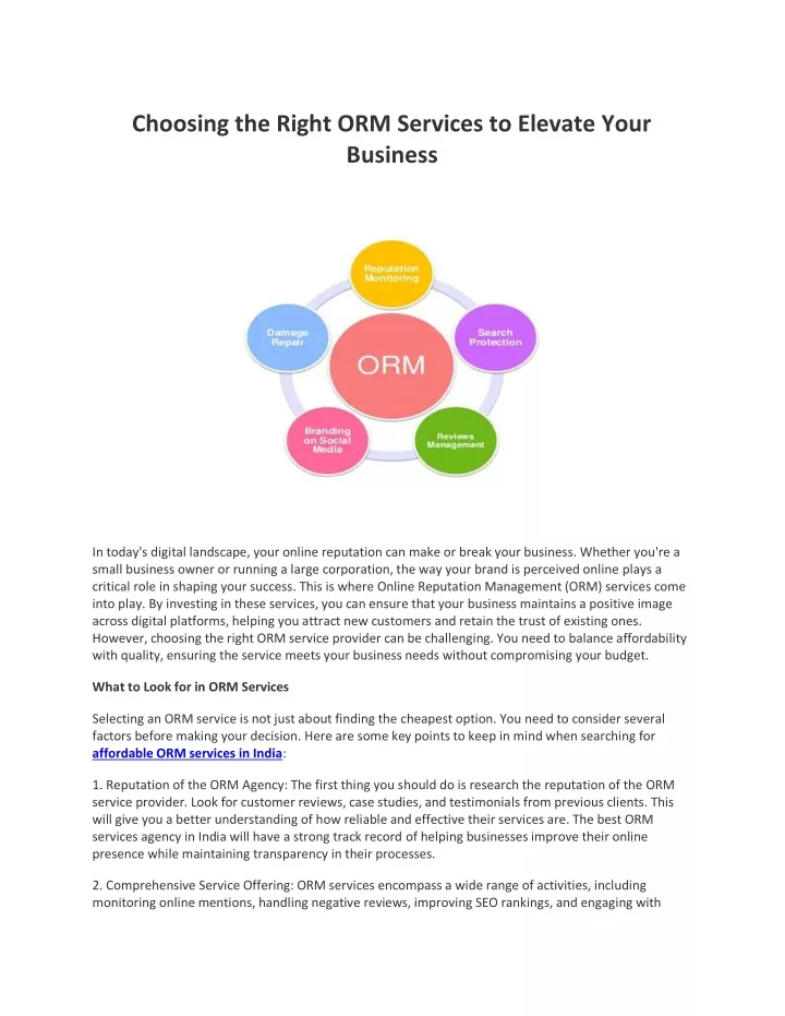 choosing the right orm services to elevate your