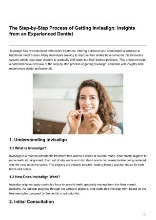 The Step-by-Step Process of Getting Invisalign Insights from an Experienced Dentist