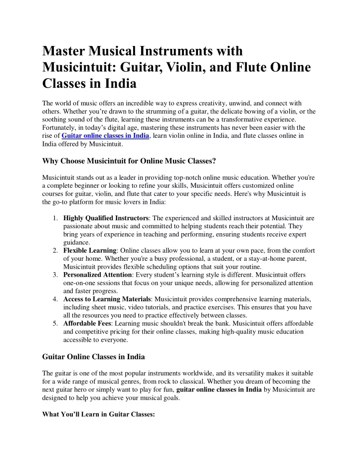 master musical instruments with musicintuit